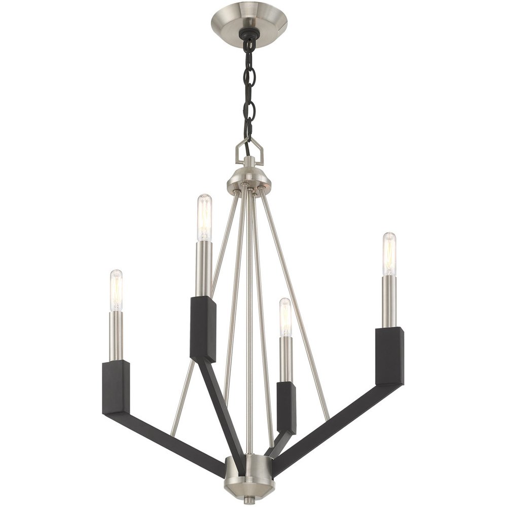 Nickel Four Light Metal Dimmable Chandelier With Shades HomeRoots