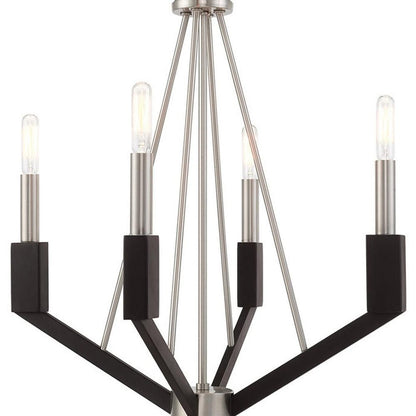 Nickel Four Light Metal Dimmable Chandelier With Shades HomeRoots