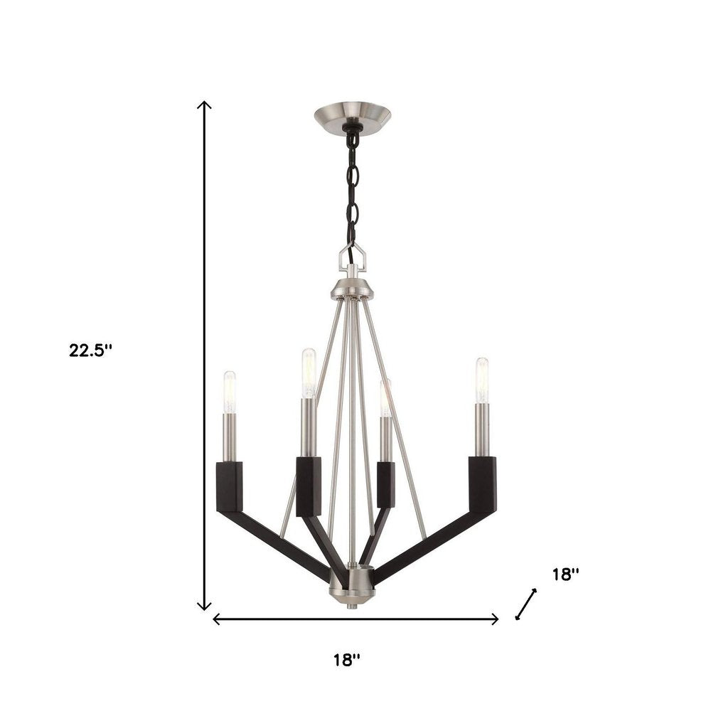 Nickel Four Light Metal Dimmable Chandelier With Shades HomeRoots