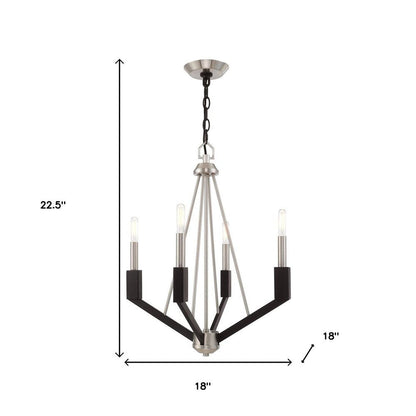 Nickel Four Light Metal Dimmable Chandelier With Shades HomeRoots