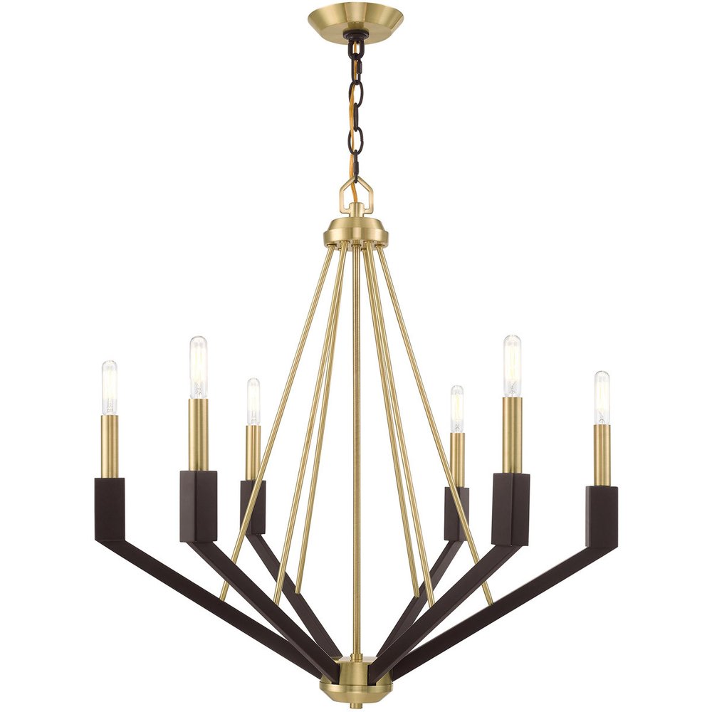 Bronze Six Light Metal Dimmable Chandelier With Shades HomeRoots