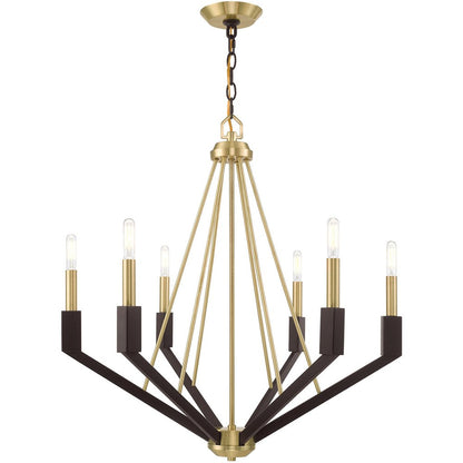 Bronze Six Light Metal Dimmable Chandelier With Shades HomeRoots