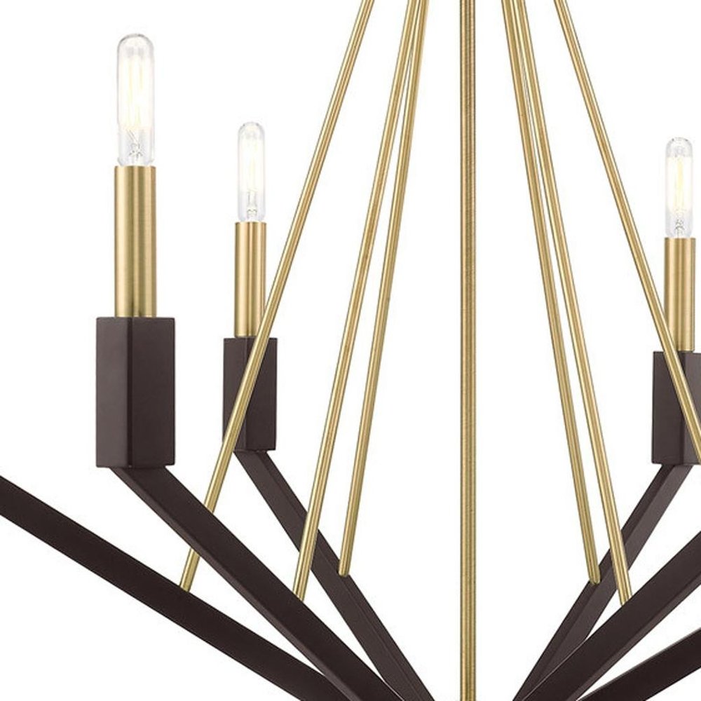 Bronze Six Light Metal Dimmable Chandelier With Shades HomeRoots