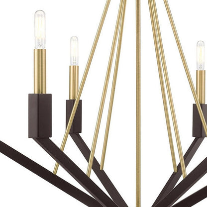 Bronze Six Light Metal Dimmable Chandelier With Shades HomeRoots