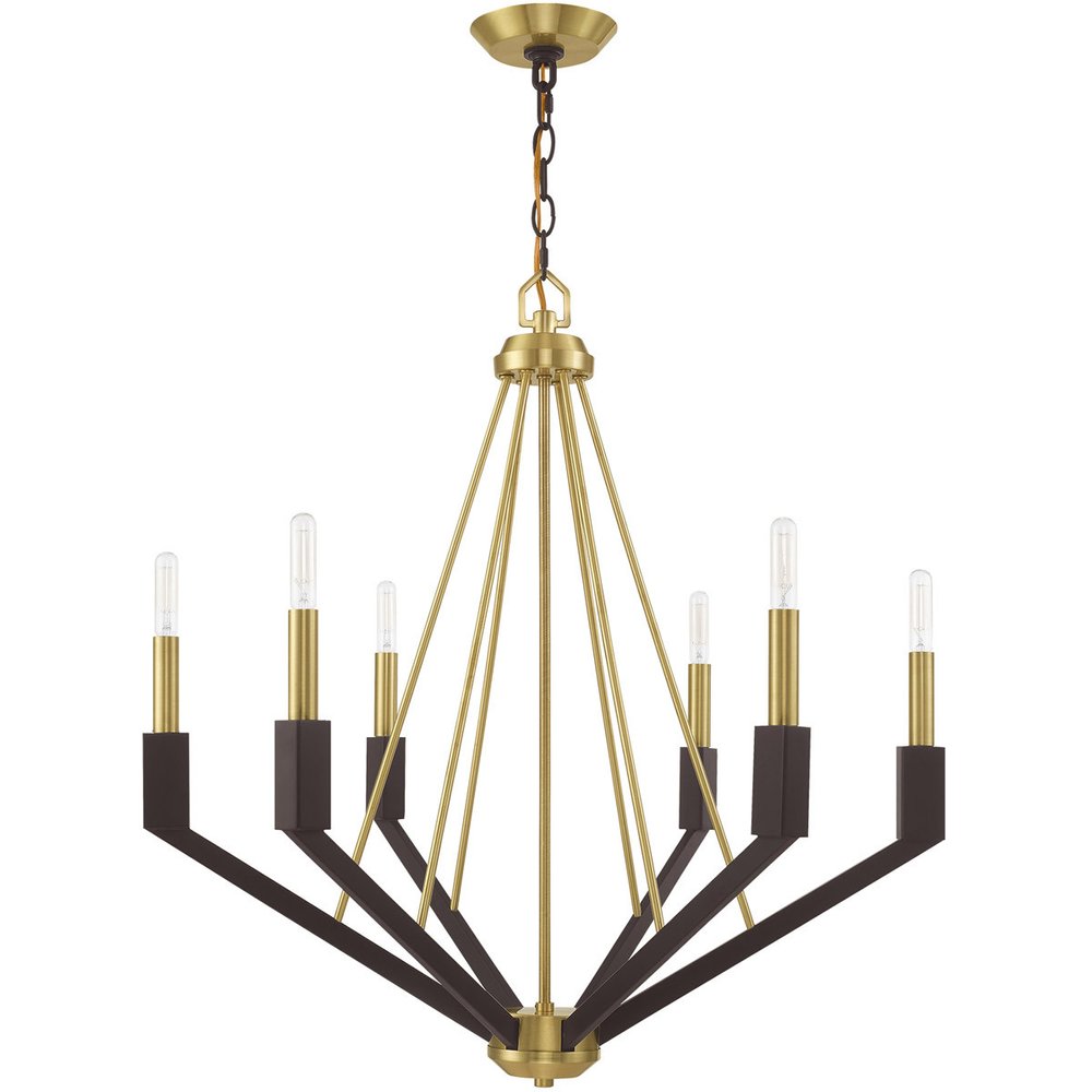 Bronze Six Light Metal Dimmable Chandelier With Shades HomeRoots