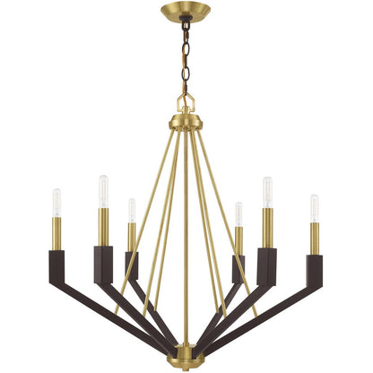 Bronze Six Light Metal Dimmable Chandelier With Shades HomeRoots