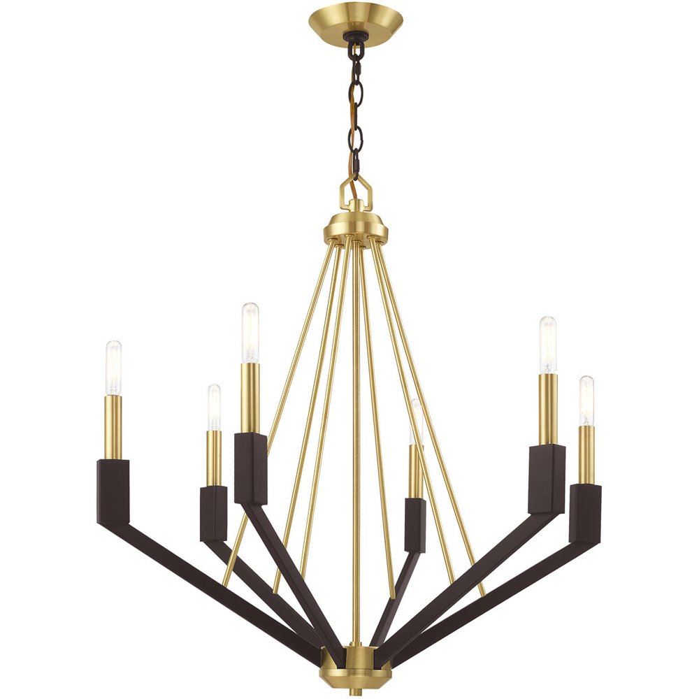 Bronze Six Light Metal Dimmable Chandelier With Shades HomeRoots
