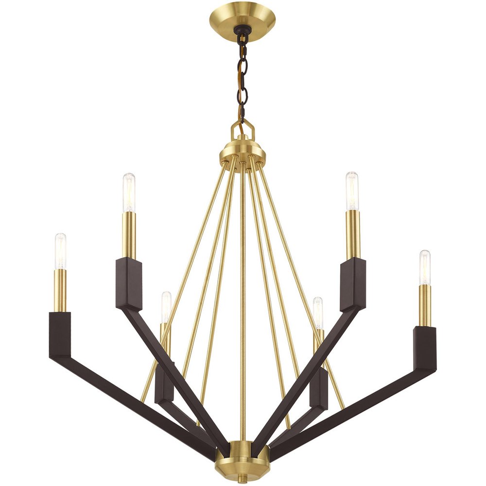 Bronze Six Light Metal Dimmable Chandelier With Shades HomeRoots