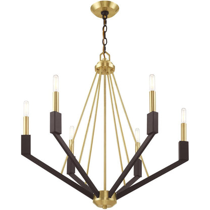 Bronze Six Light Metal Dimmable Chandelier With Shades HomeRoots