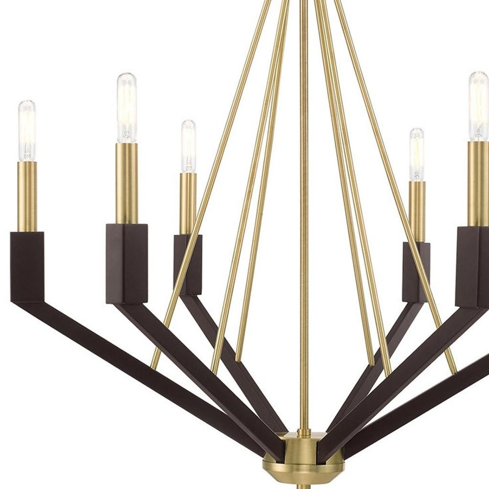 Bronze Six Light Metal Dimmable Chandelier With Shades HomeRoots