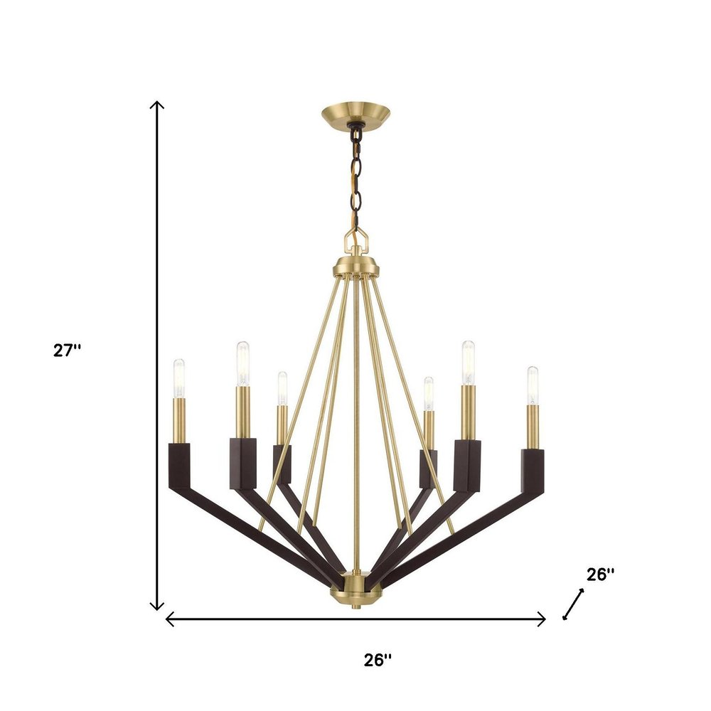 Bronze Six Light Metal Dimmable Chandelier With Shades HomeRoots