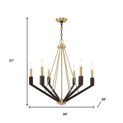 Bronze Six Light Metal Dimmable Chandelier With Shades HomeRoots