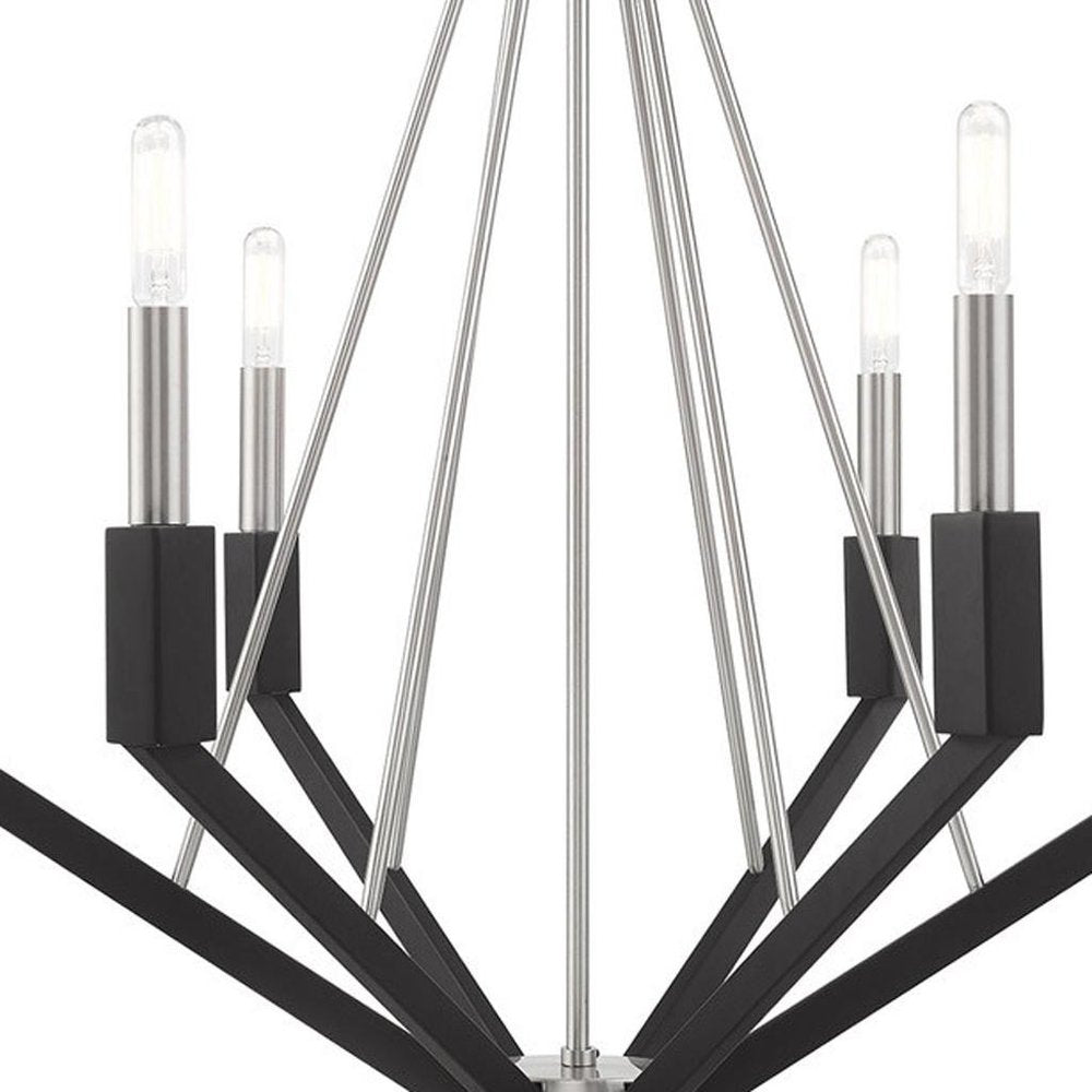 Nickel Six Light Metal Dimmable Chandelier With Shades HomeRoots