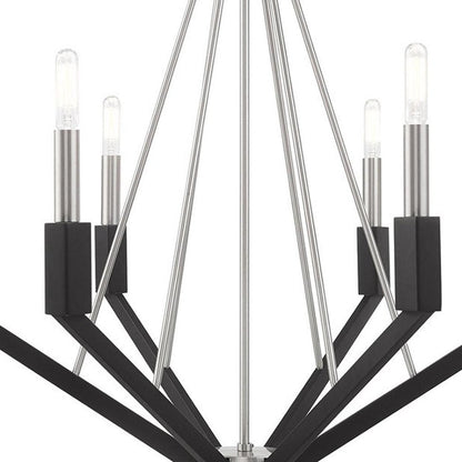 Nickel Six Light Metal Dimmable Chandelier With Shades HomeRoots