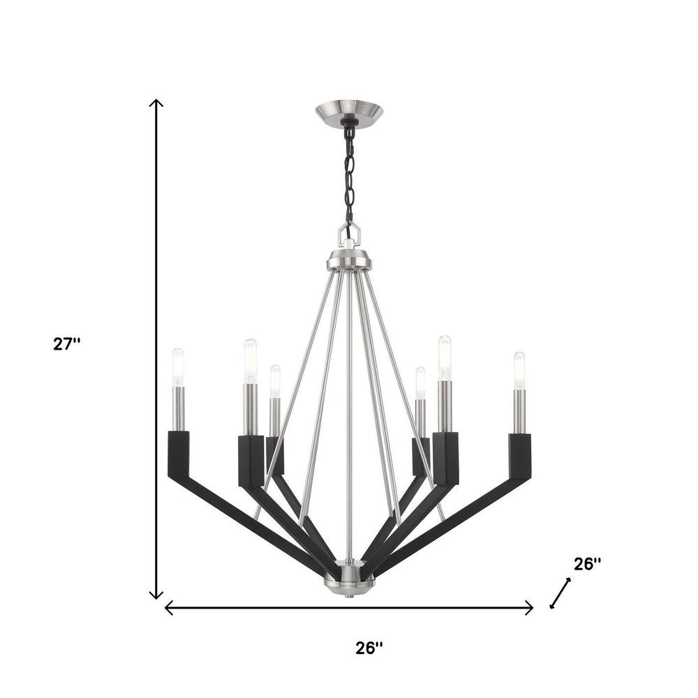 Nickel Six Light Metal Dimmable Chandelier With Shades HomeRoots