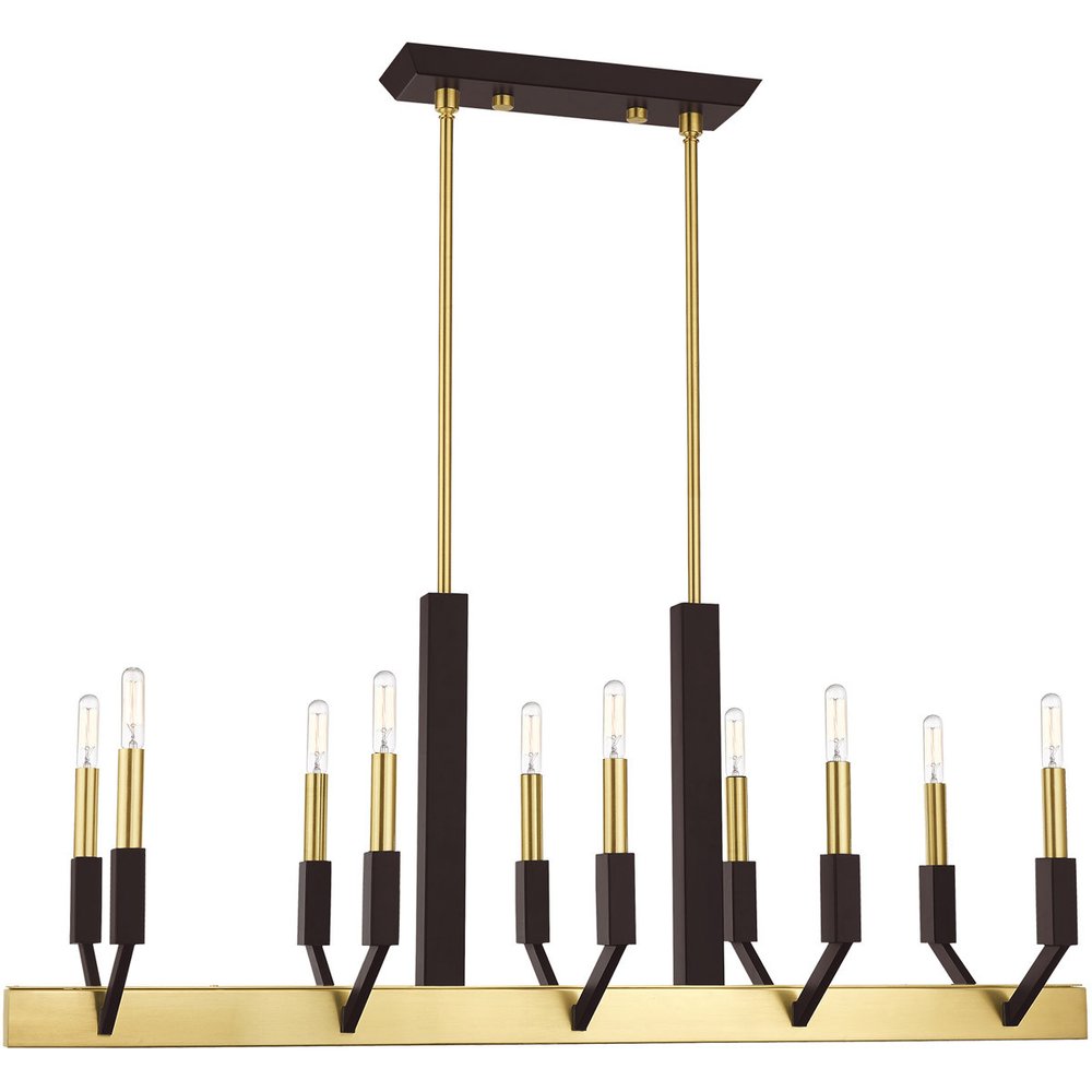 Bronze Ten Light Metal Dimmable Chandelier With Shades HomeRoots