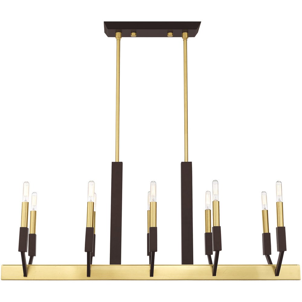 Bronze Ten Light Metal Dimmable Chandelier With Shades HomeRoots