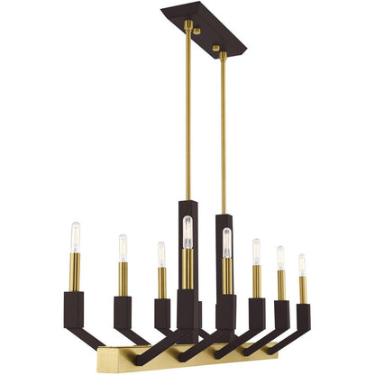 Bronze Ten Light Metal Dimmable Chandelier With Shades HomeRoots