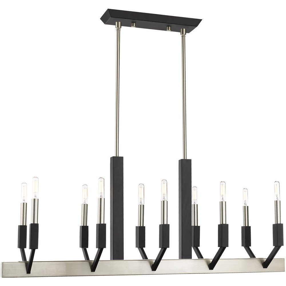 Nickel Ten Light Metal Dimmable Chandelier With Shades HomeRoots