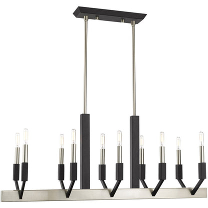 Nickel Ten Light Metal Dimmable Chandelier With Shades HomeRoots