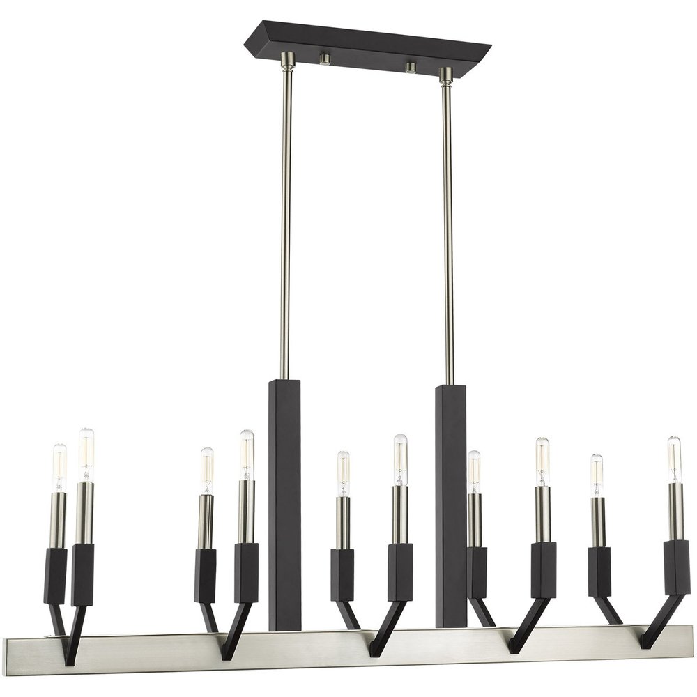 Nickel Ten Light Metal Dimmable Chandelier With Shades HomeRoots