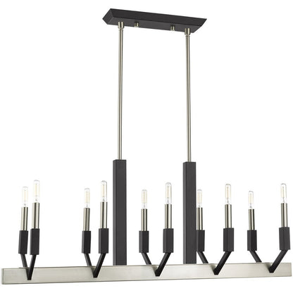 Nickel Ten Light Metal Dimmable Chandelier With Shades HomeRoots