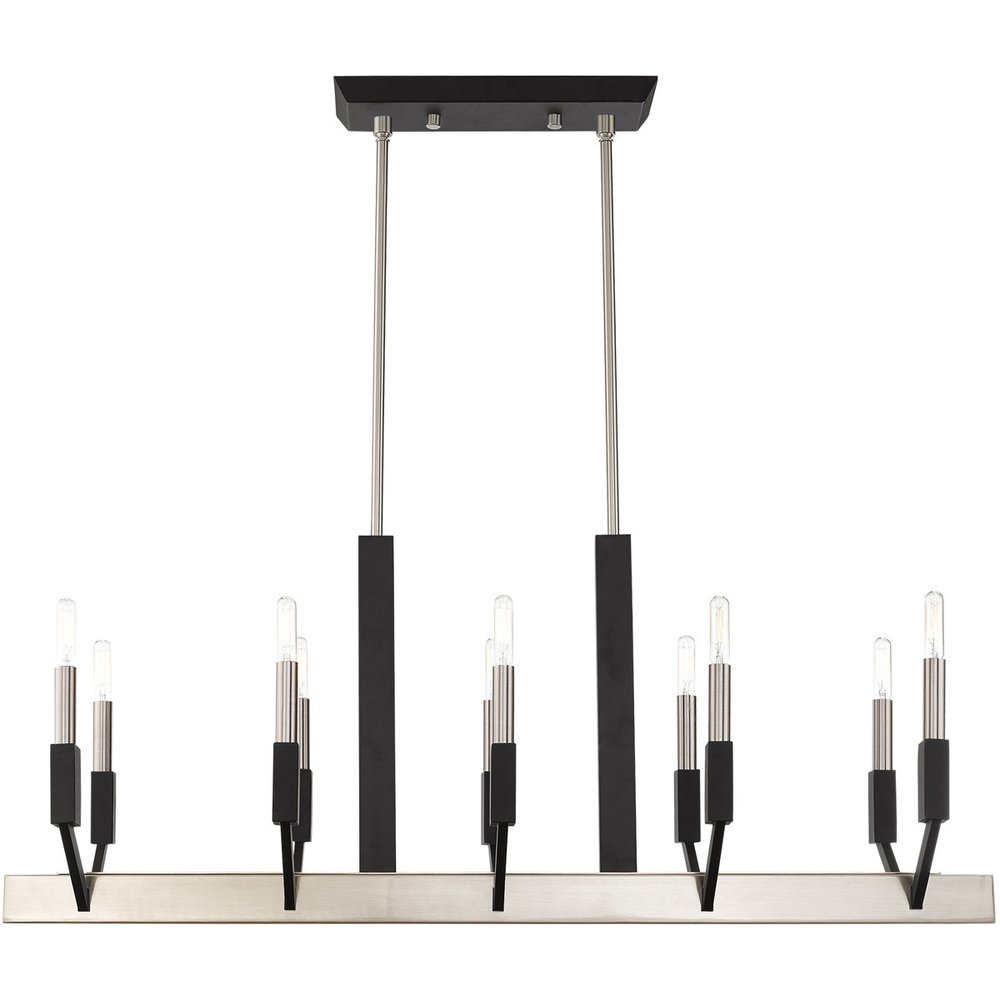 Nickel Ten Light Metal Dimmable Chandelier With Shades HomeRoots