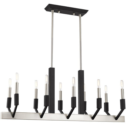 Nickel Ten Light Metal Dimmable Chandelier With Shades HomeRoots