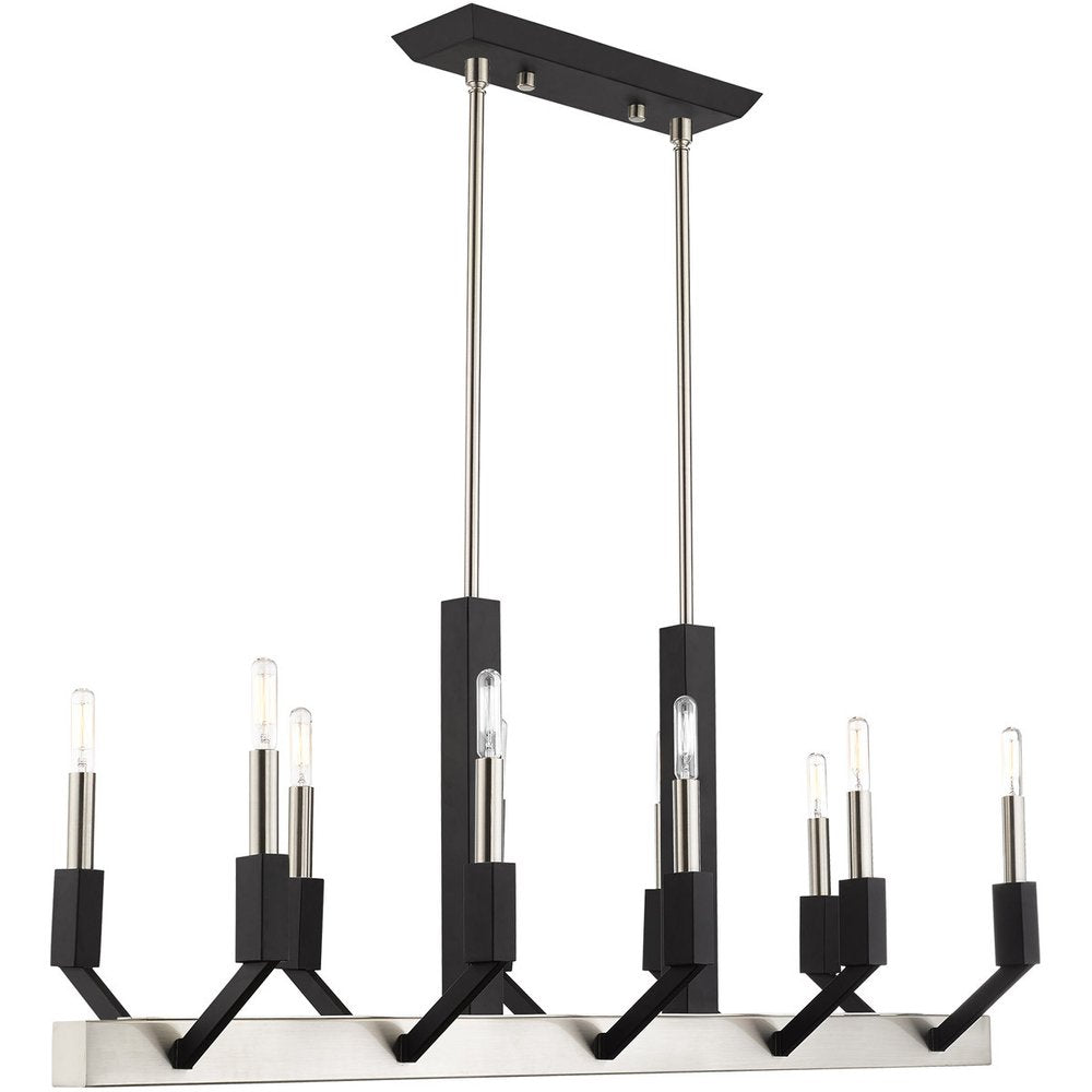 Nickel Ten Light Metal Dimmable Chandelier With Shades HomeRoots
