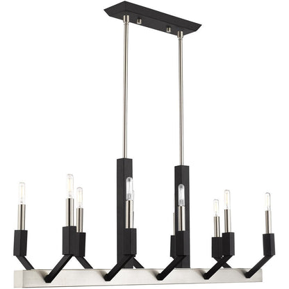 Nickel Ten Light Metal Dimmable Chandelier With Shades HomeRoots