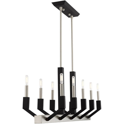 Nickel Ten Light Metal Dimmable Chandelier With Shades HomeRoots