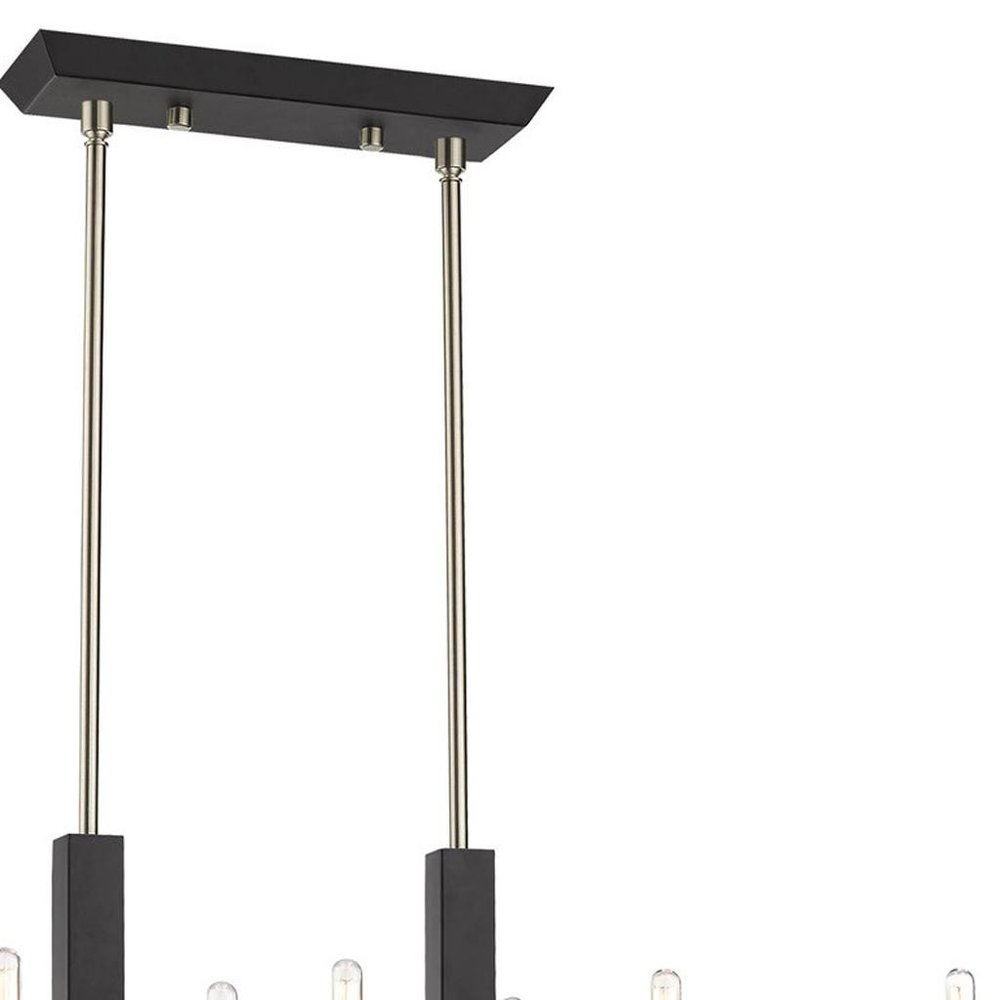 Nickel Ten Light Metal Dimmable Chandelier With Shades HomeRoots