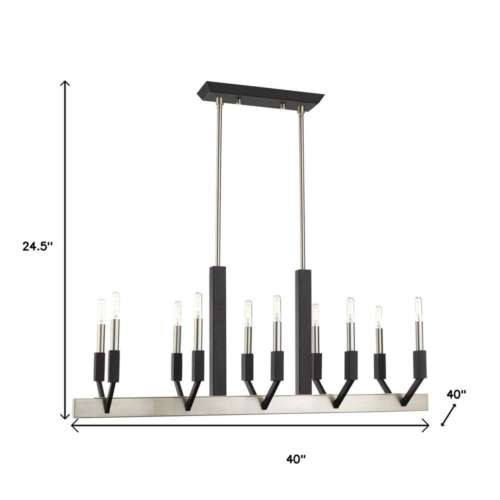 Nickel Ten Light Metal Dimmable Chandelier With Shades HomeRoots