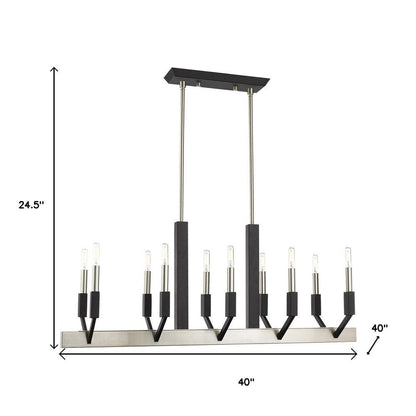 Nickel Ten Light Metal Dimmable Chandelier With Shades HomeRoots