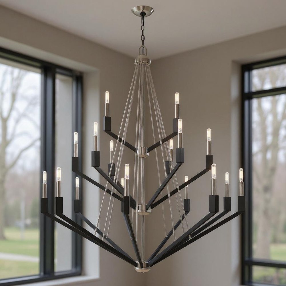 Nickel Multi Light Metal Dimmable Chandelier With Shades HomeRoots