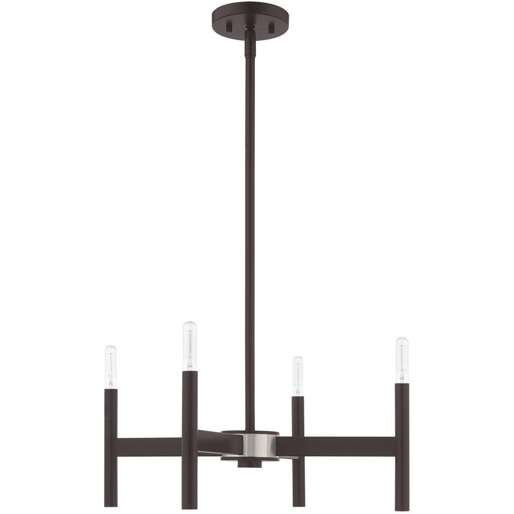 Bronze Four Light Metal Dimmable Chandelier With Shades HomeRoots