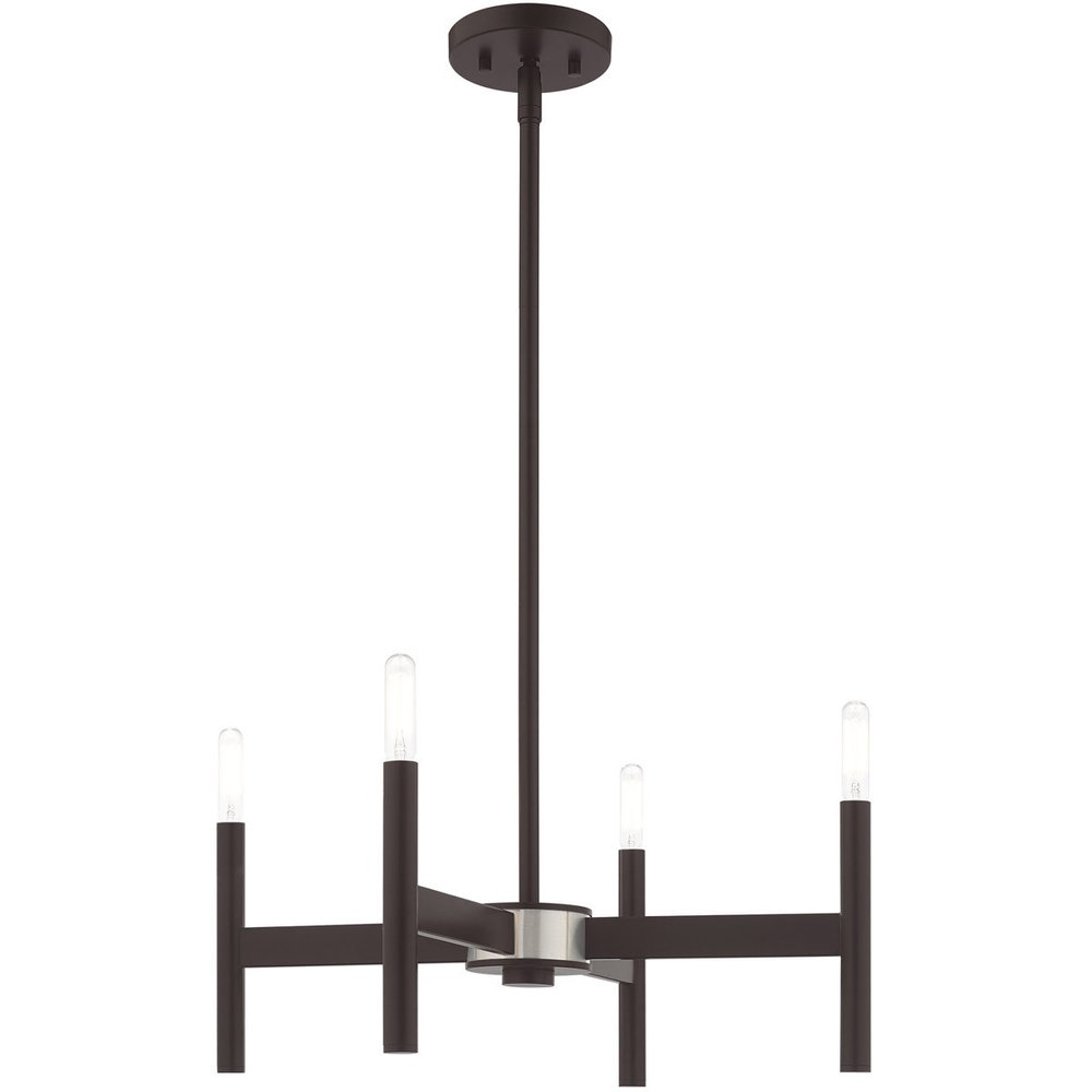 Bronze Four Light Metal Dimmable Chandelier With Shades HomeRoots