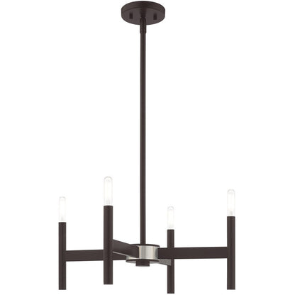 Bronze Four Light Metal Dimmable Chandelier With Shades HomeRoots