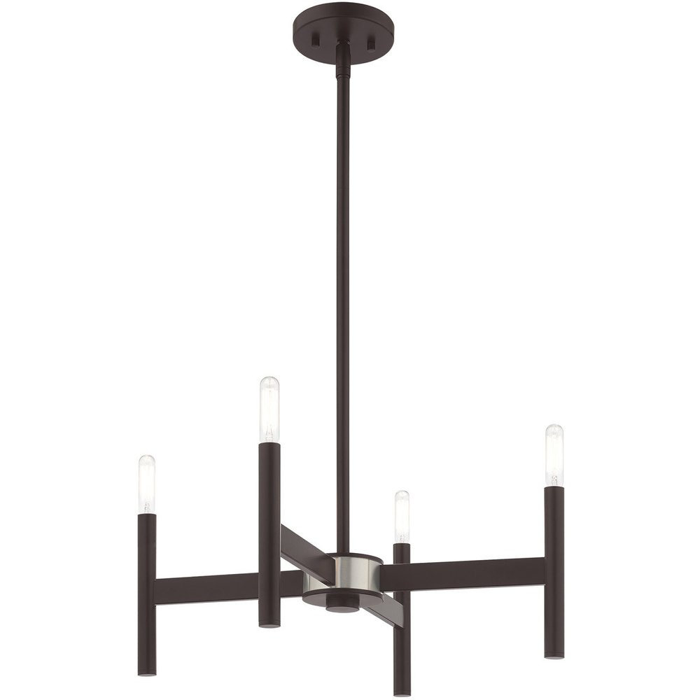 Bronze Four Light Metal Dimmable Chandelier With Shades HomeRoots