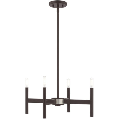 Bronze Four Light Metal Dimmable Chandelier With Shades HomeRoots