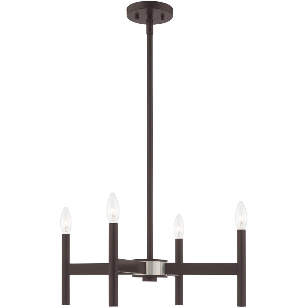 Bronze Four Light Metal Dimmable Chandelier With Shades HomeRoots