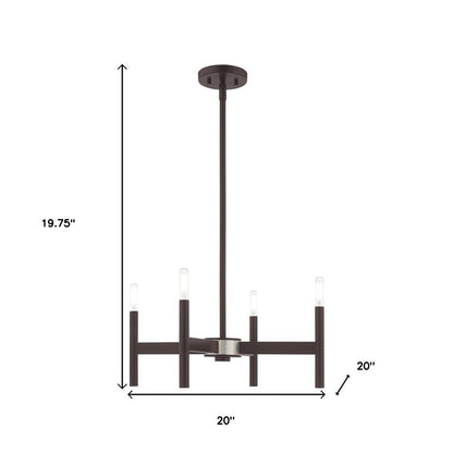 Bronze Four Light Metal Dimmable Chandelier With Shades HomeRoots