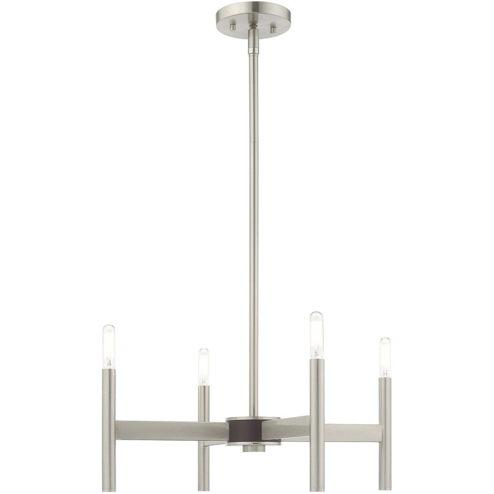 Nickel Four Light Metal Dimmable Chandelier With Shades HomeRoots