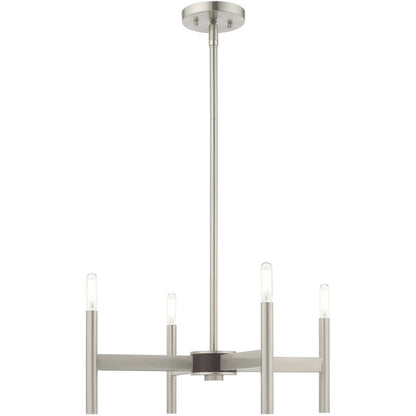 Nickel Four Light Metal Dimmable Chandelier With Shades HomeRoots