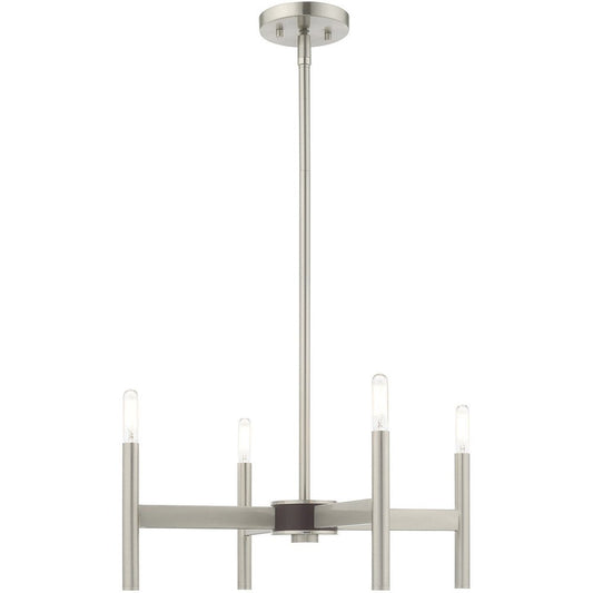 Nickel Four Light Metal Dimmable Chandelier With Shades HomeRoots