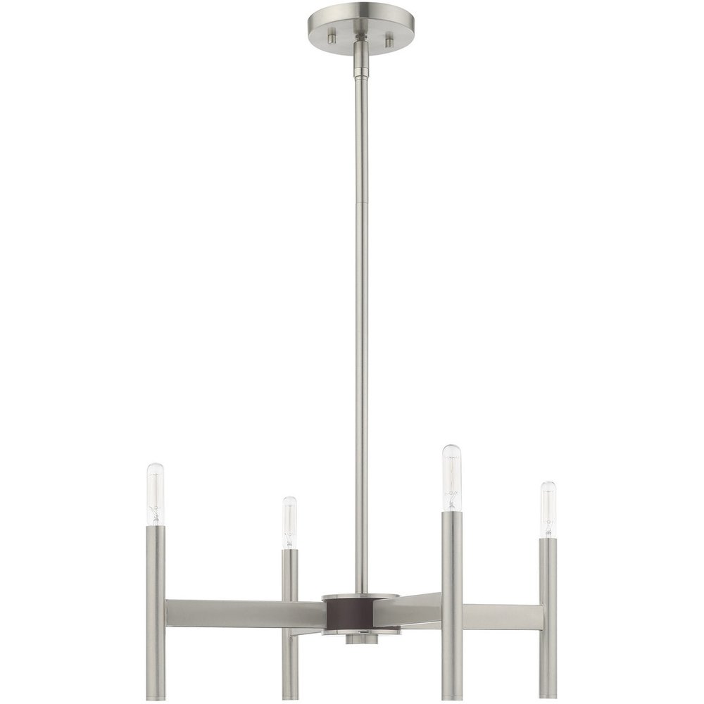 Nickel Four Light Metal Dimmable Chandelier With Shades HomeRoots