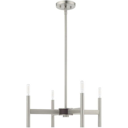 Nickel Four Light Metal Dimmable Chandelier With Shades HomeRoots