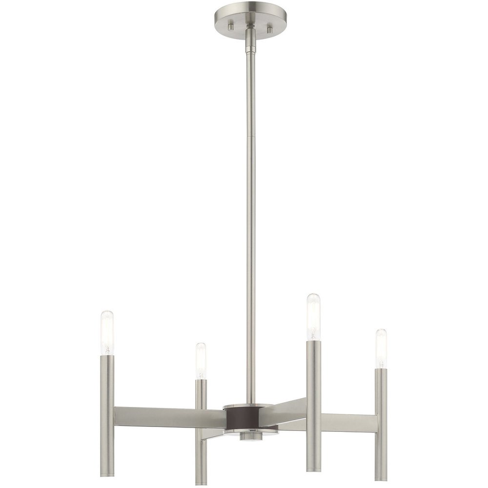 Nickel Four Light Metal Dimmable Chandelier With Shades HomeRoots