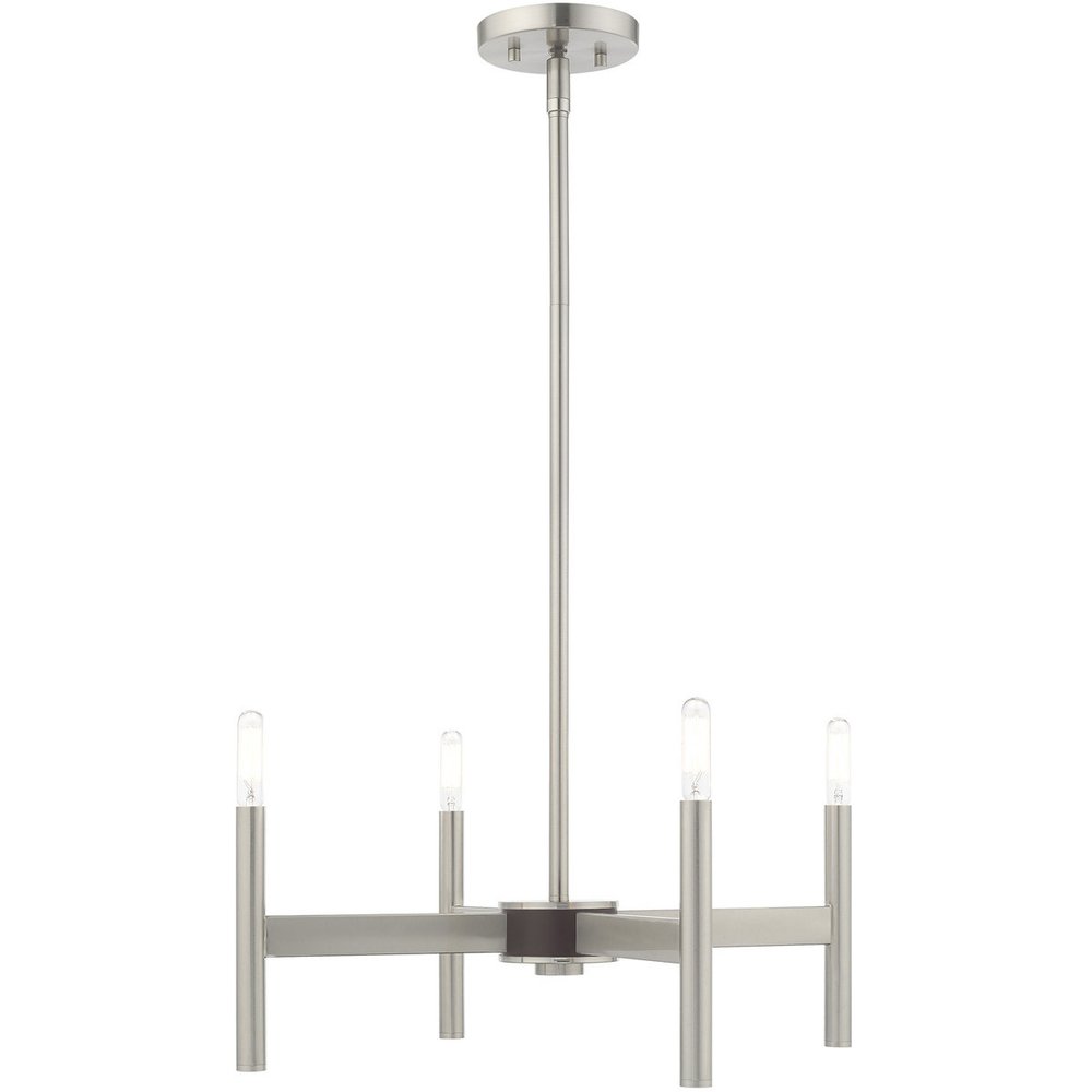 Nickel Four Light Metal Dimmable Chandelier With Shades HomeRoots