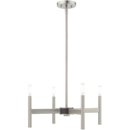 Nickel Four Light Metal Dimmable Chandelier With Shades HomeRoots